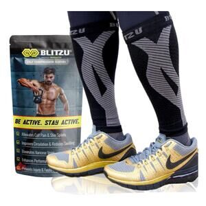 Blitzu Calf Compression Sleeves for Running - black - adult small to medium